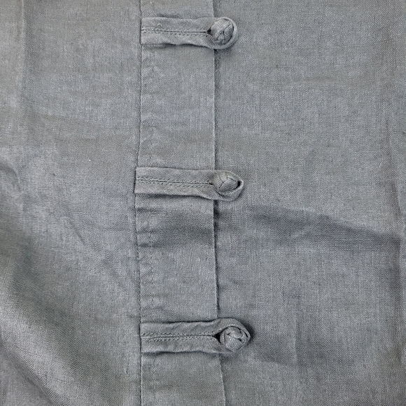 J Jill Love Linen olive green sleeveless button up top with side slits lagen S/P - Picture 7 of 11
